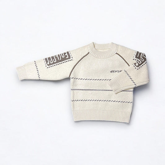 Classic Cream Winter Sweater for Boys – Chic & Cozy