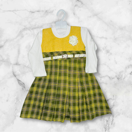 Elegant Plaid Winter Frock for Girls