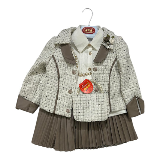 Exclusive Girls' Tweed Formal Dress Set with Luxurious Accessories