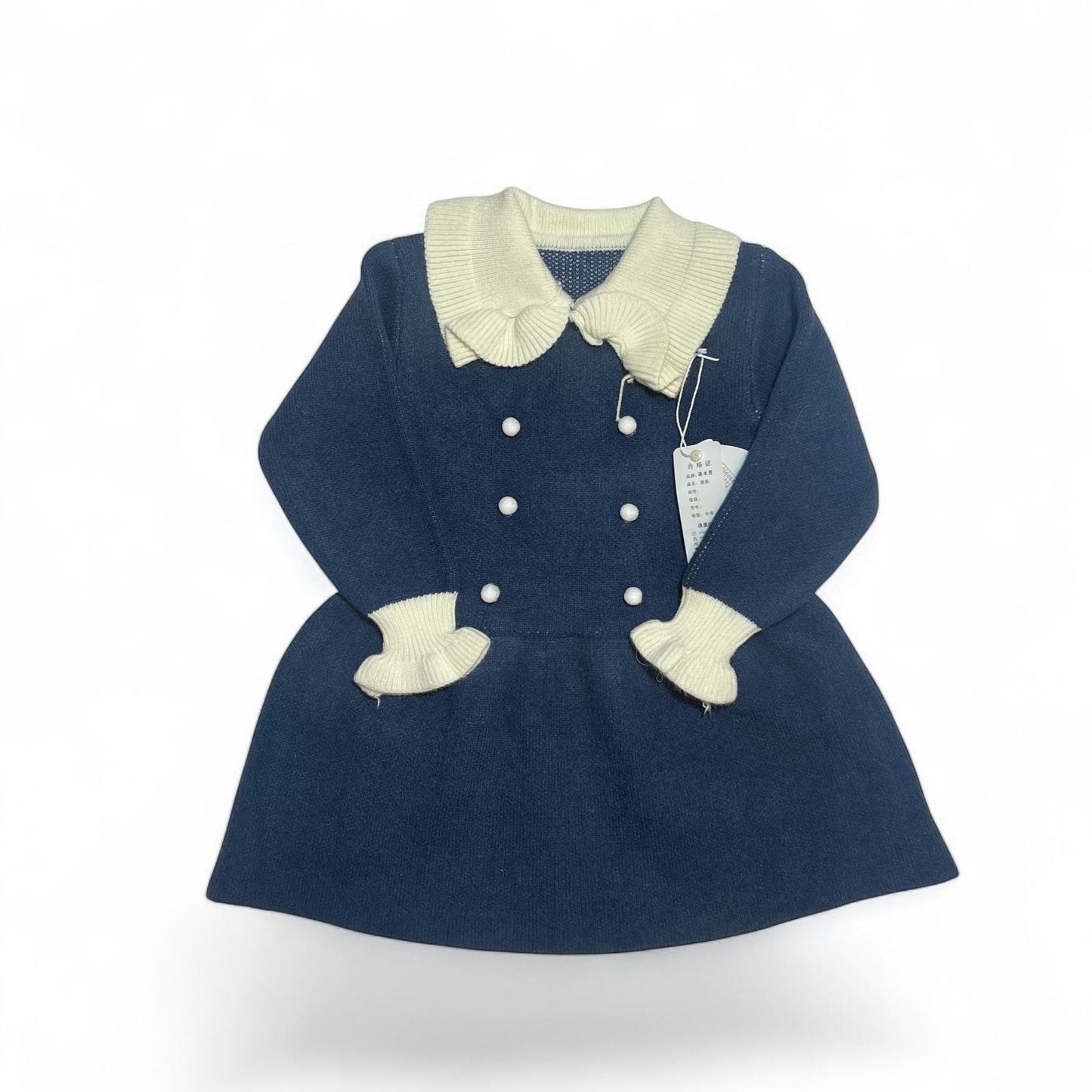 Navy Blue Winter Frock – Sophisticated Style for Little Girls