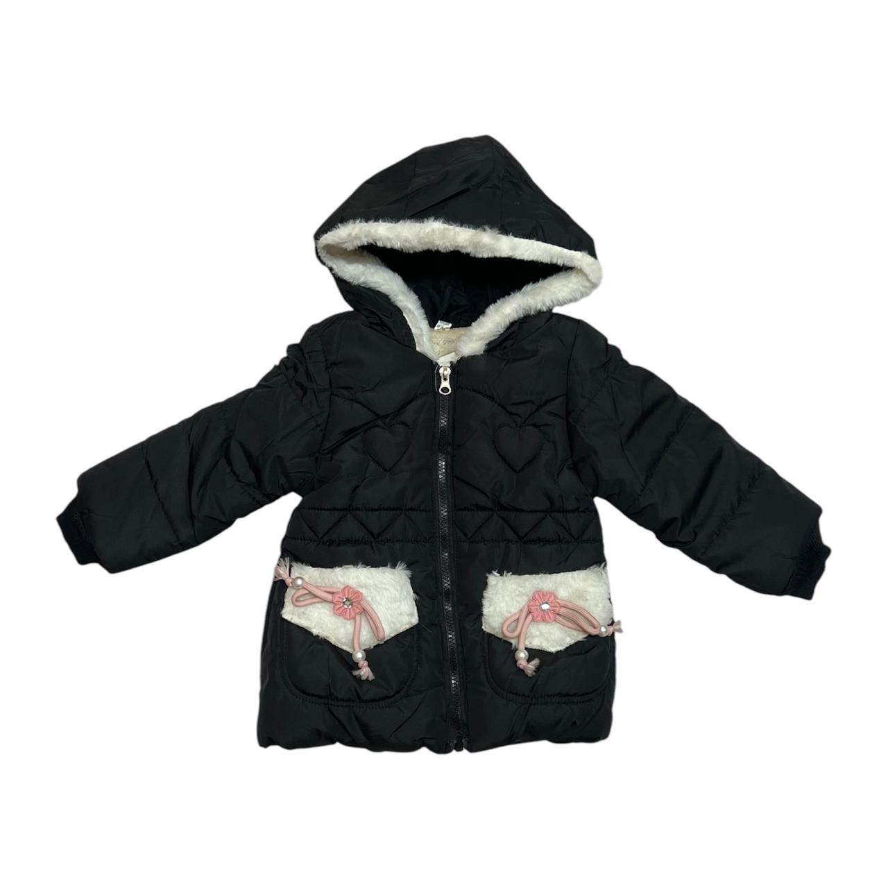 Stylish Black Winter Jacket for Girls – Warm & Adorable