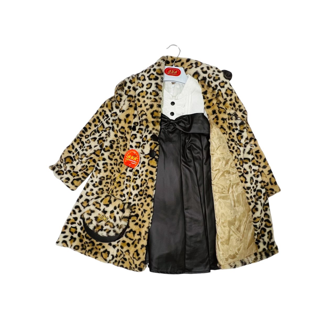 Ultra-Soft Leopard Print Winter Coat & Dress Set for Girls (5 to 12 Years)